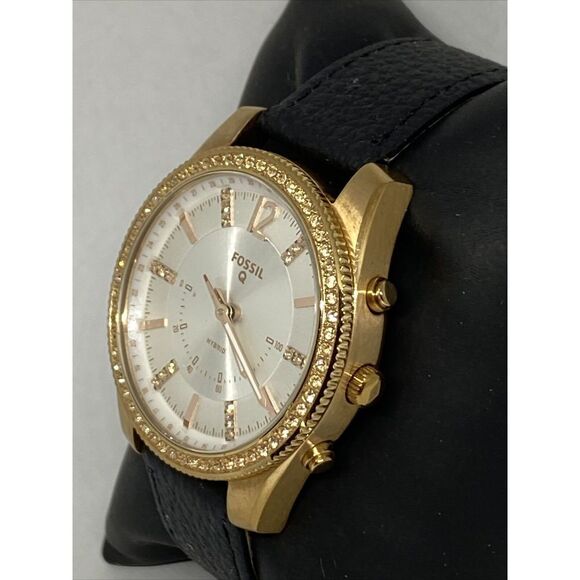 Fossil FTW5016 Women's Black Leather White Analog Dial Hybrid Smart Watch XX786 - Picture 4 of 12